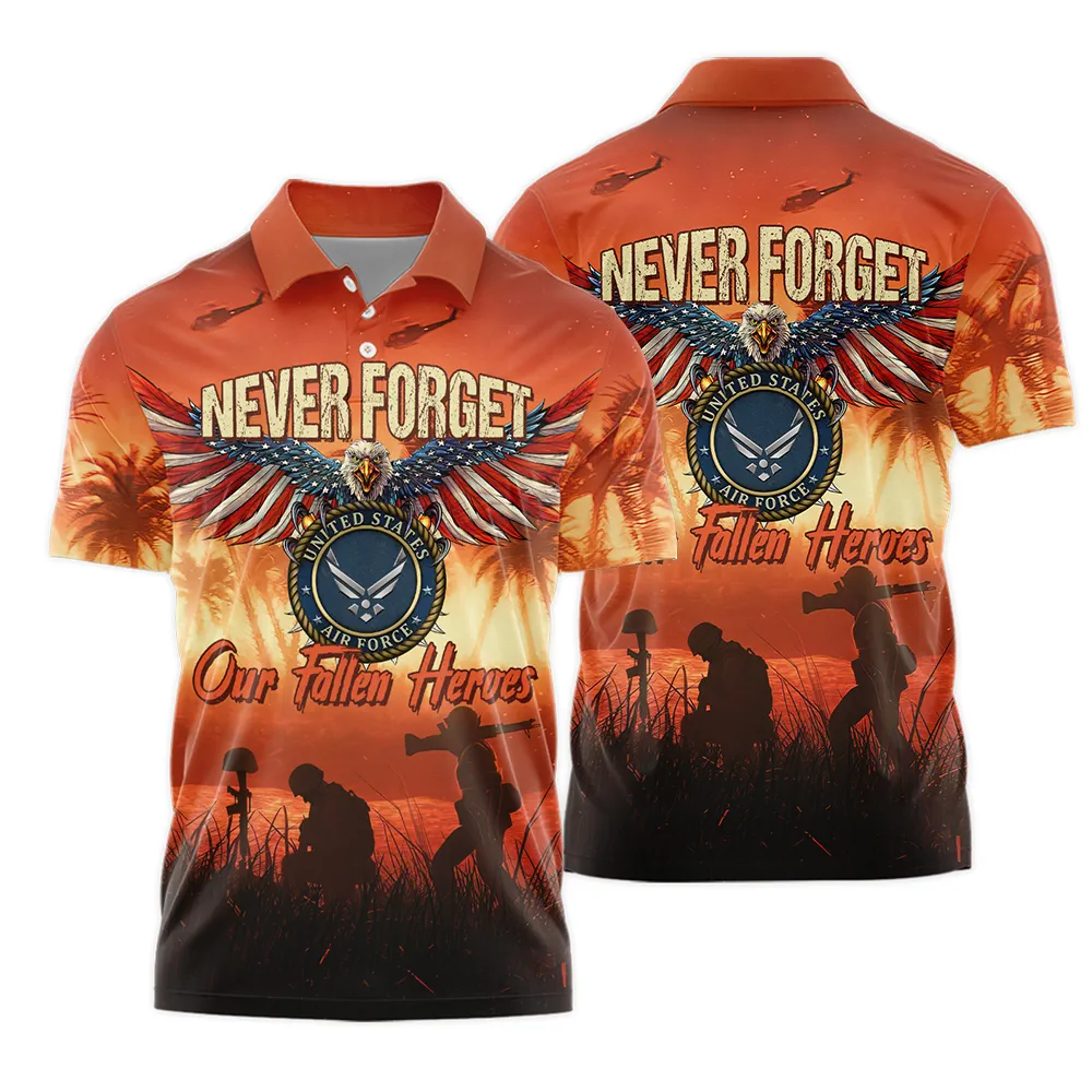 Veteran Never Forget Our Fallen Heroes U.S. Air Force Veterans All Over Prints Polo Shirt