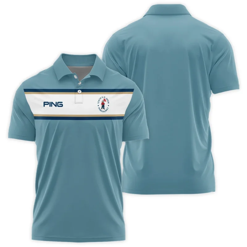 124th U.S. Open Pinehurst Golf Sport Mostly Desaturated Dark Blue Yellow Ping Polo Shirt Style Classic