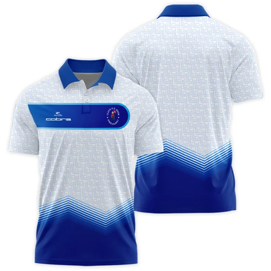 124th U.S. Open Pinehurst Blue Gradient Pattern White  Cobra Golf Polo Shirt Style Classic