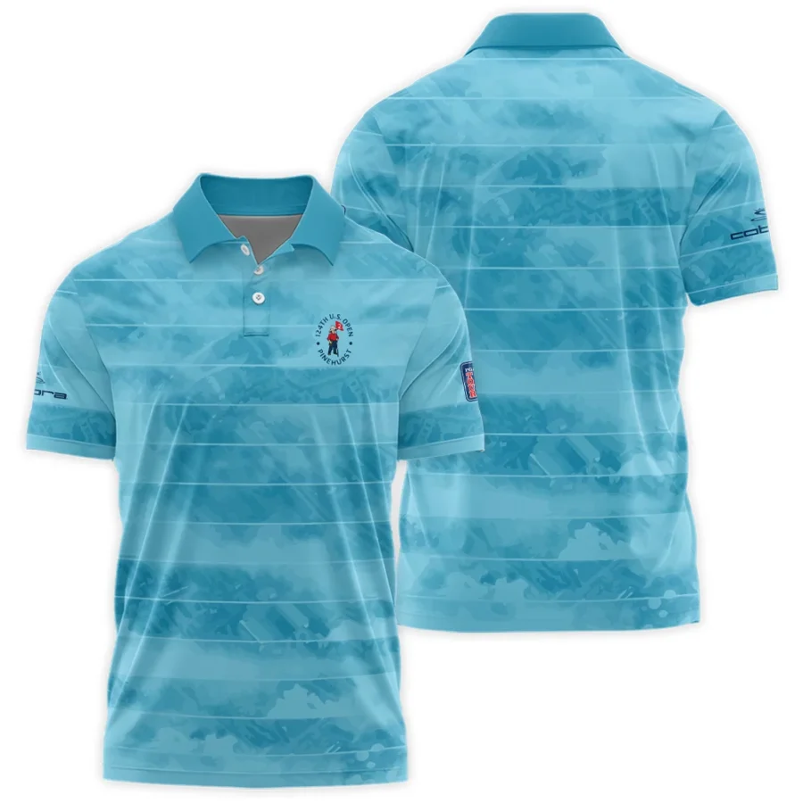 Cobra Golf 124th U.S. Open Pinehurst Blue Abstract Background Line Polo Shirt Style Classic