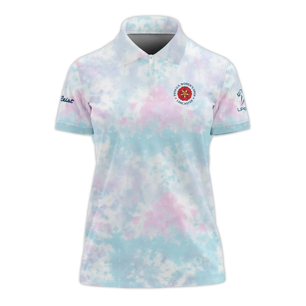 Tie dye Pattern 79th U.S. Women’s Open Lancaster Titleist Long Polo Shirt Blue Mix Pink All Over Print Long Polo Shirt For Woman