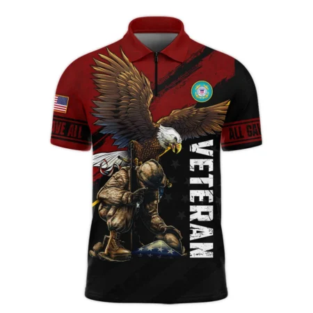 Veteran Eagle All Gave Some Some Gave All U.S. Coast Guard Veterans All Over Prints Zipper Polo Shirt