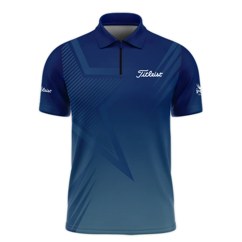 2024 PGA Championship Valhalla Golf Sport Titleist Zipper Polo Shirt Star Blue Gradient Straight Pattern Zipper Polo Shirt For Men