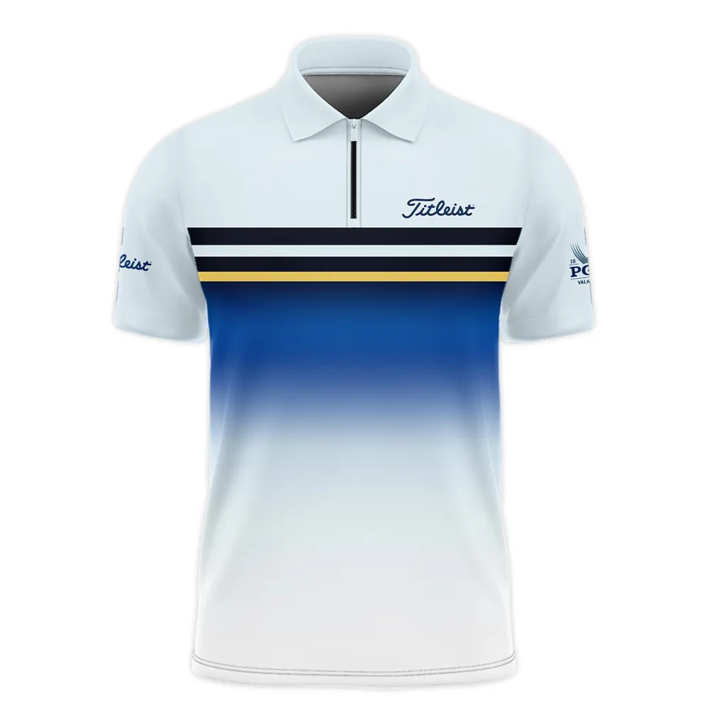 Golf 2024 PGA Championship Titleist Zipper Polo Shirt Sports Light Blue Black Stripe All Over Print Zipper Polo Shirt For Men