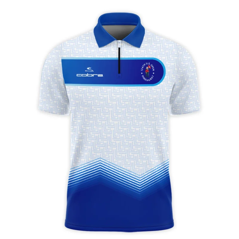 124th U.S. Open Pinehurst Blue Gradient Pattern White  Cobra Golf Zipper Polo Shirt Style Classic