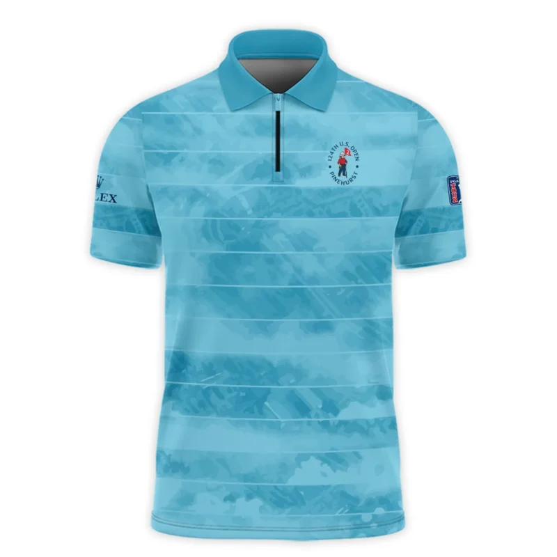 Rolex 124th U.S. Open Pinehurst Blue Abstract Background Line Zipper Polo Shirt Style Classic