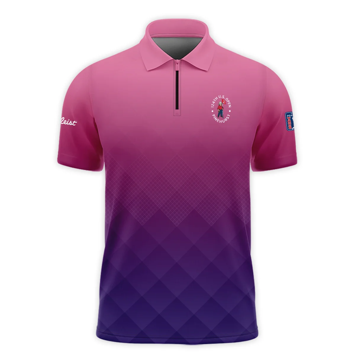 Titleist 124th U.S. Open Pinehurst Purple Pink Gradient Abstract Zipper Polo Shirt Style Classic
