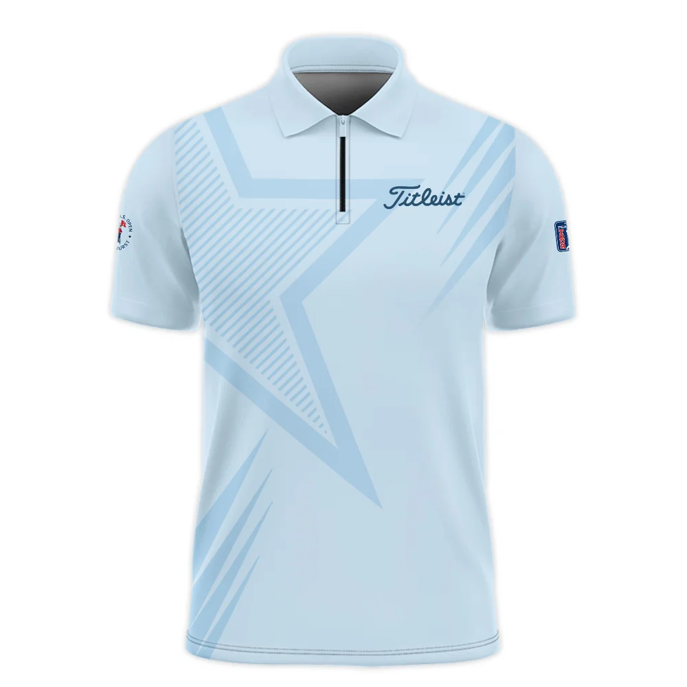 124th U.S. Open Pinehurst Golf Star Line Pattern Light Blue Titleist Vneck Polo Shirt Style Classic Polo Shirt For Men