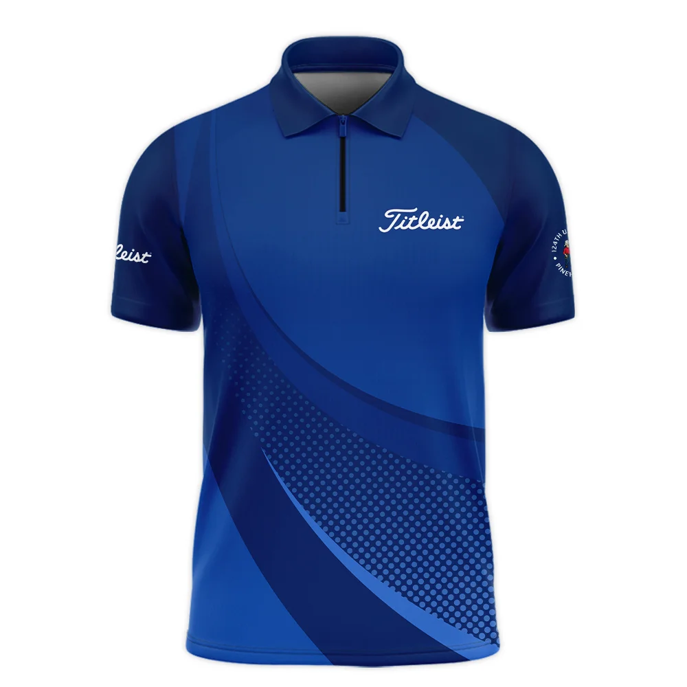 Titleist 124th U.S. Open Pinehurst Golf Sport Long Polo Shirt Dark Blue Gradient Halftone Pattern All Over Print Long Polo Shirt For Men