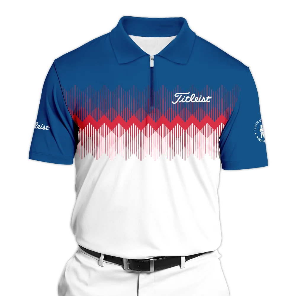 Titleist 124th U.S. Open Pinehurst Unisex T-Shirt Blue Red Fabric Pattern Golf T-Shirt
