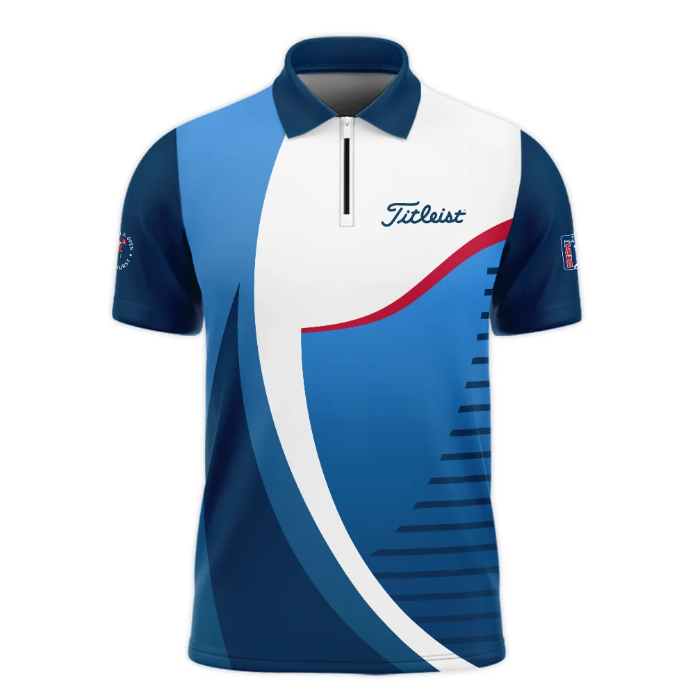 124th U.S. Open Pinehurst Golf Sport Titleist Zipper Hoodie Shirt Blue Gradient Red Straight Zipper Hoodie Shirt