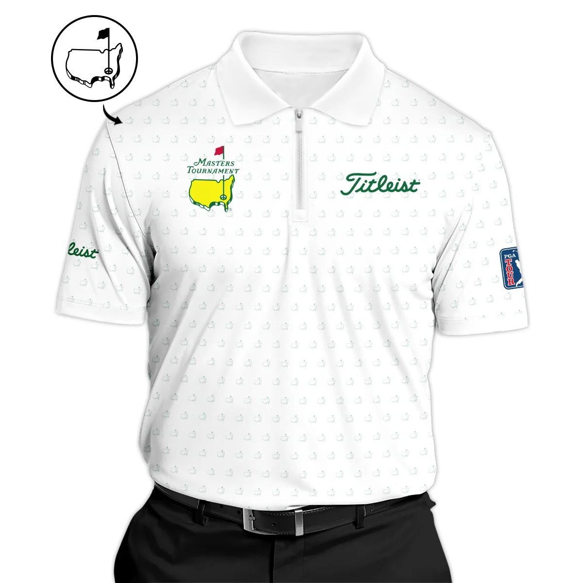 Golf Sport Masters Tournament Titleist Zipper Hoodie Shirt Sports Logo Pattern White Green Zipper Hoodie Shirt