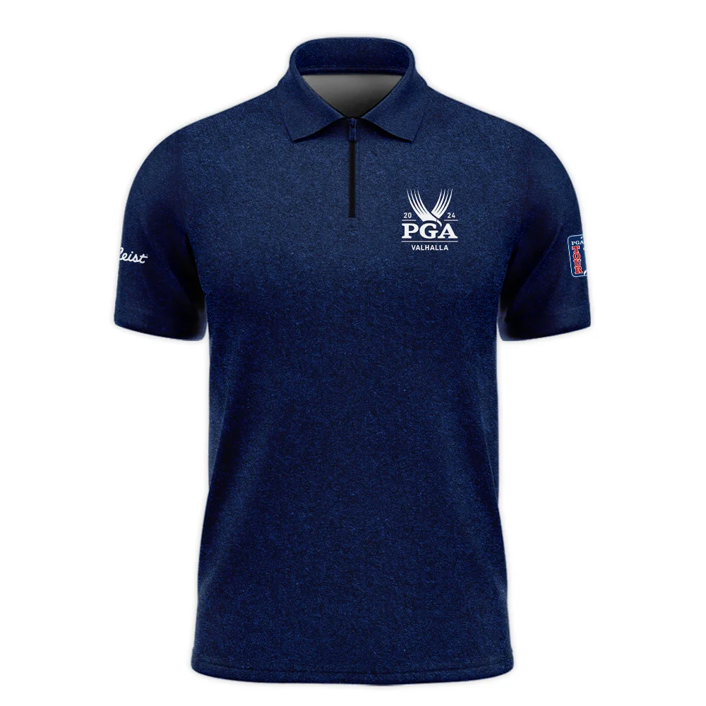Special Version 2024 PGA Championship Valhalla Titleist Long Polo Shirt Blue Paperboard Texture Long Polo Shirt For Men