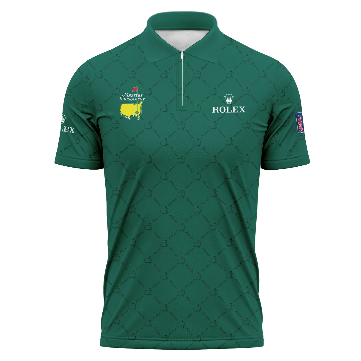 Golf Sport Pattern Color Green Mix Black Masters Tournament Rolex Zipper Polo Shirt Style Classic