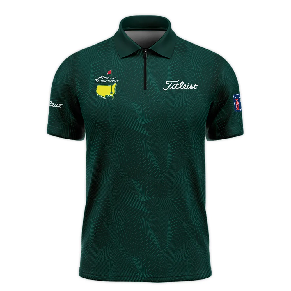 Abstract Pattern Lines Forest Green Masters Tournament Titleist Zipper Polo Shirt Style Classic Zipper Polo Shirt For Men