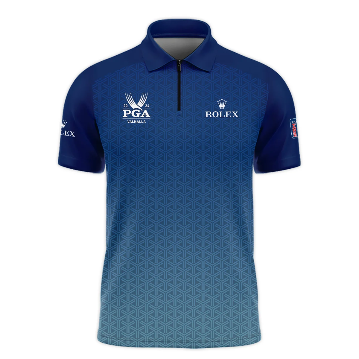 Golf Sport Pattern Blue Sport Uniform 2024 PGA Championship Valhalla Rolex Zipper Polo Shirt Style Classic