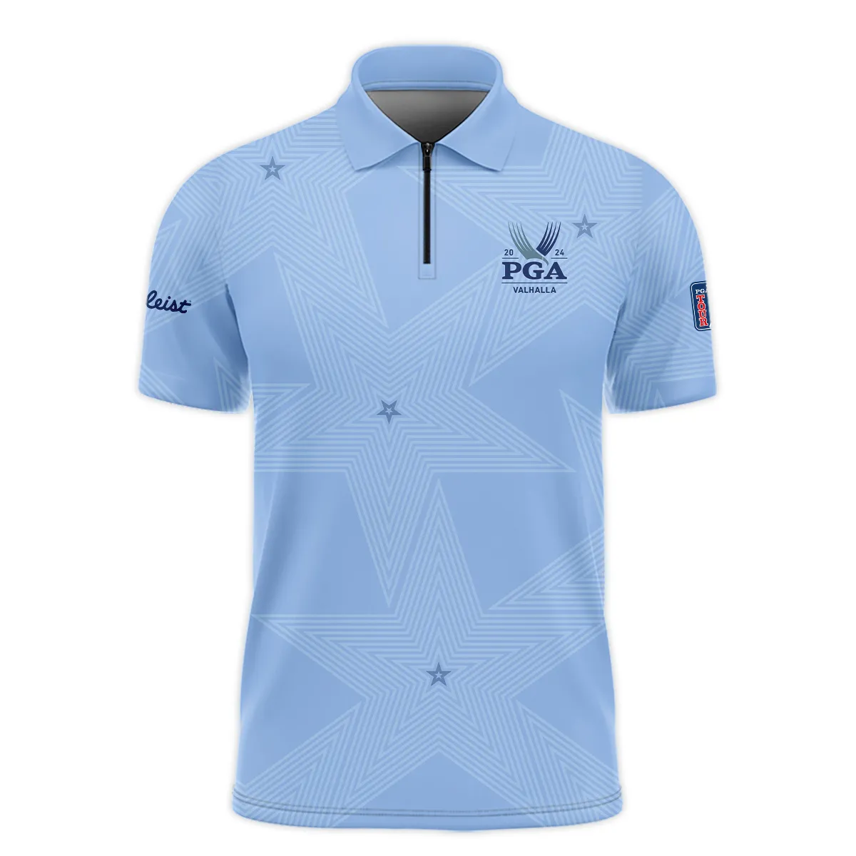 Golf Blue Color Star Pattern 2024 PGA Championship Valhalla Titlest Long Polo Shirt Style Classic