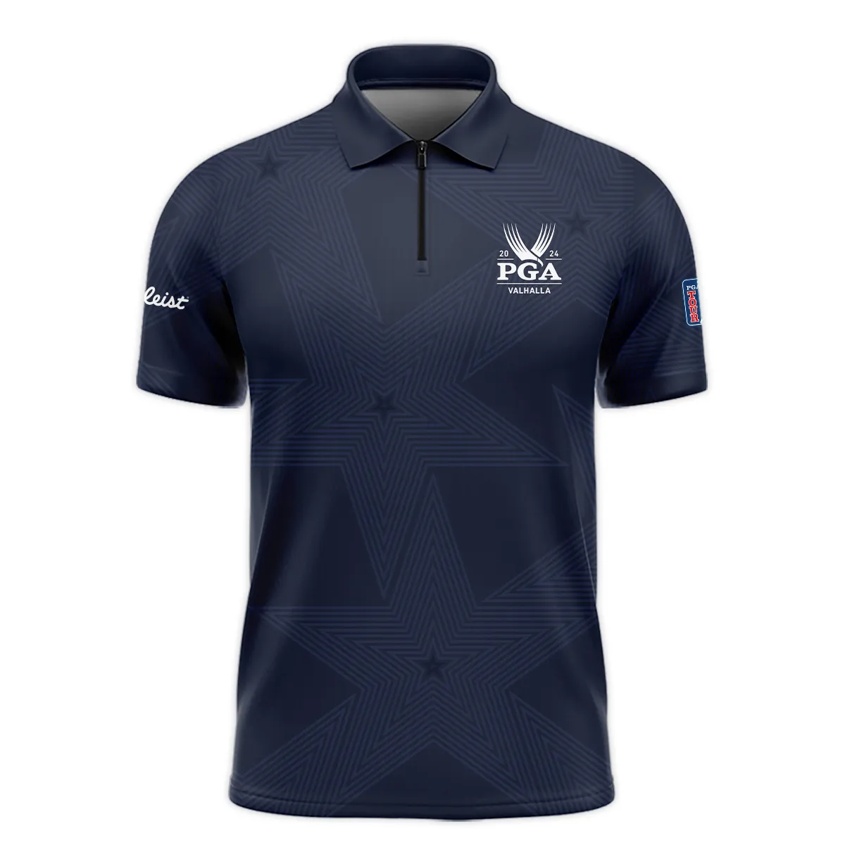 Golf Navy Color Star Pattern 2024 PGA Championship Valhalla Titlest Long Polo Shirt Style Classic