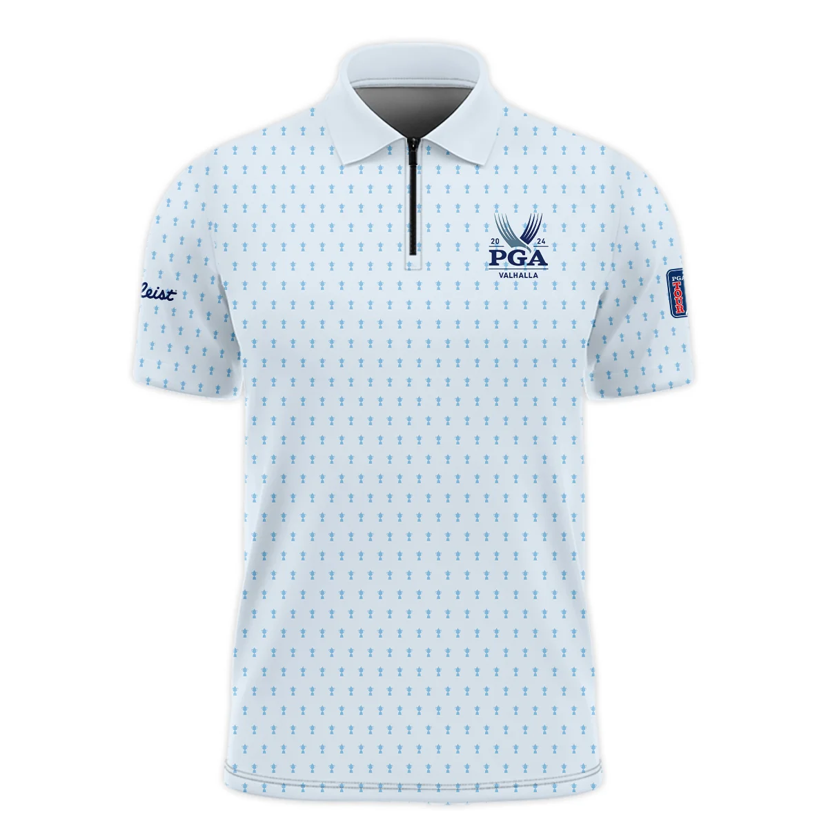 Golf Pattern Light Blue Cup 2024 PGA Championship Valhalla Titleist Polo Shirt Mandarin Collar Polo Shirt