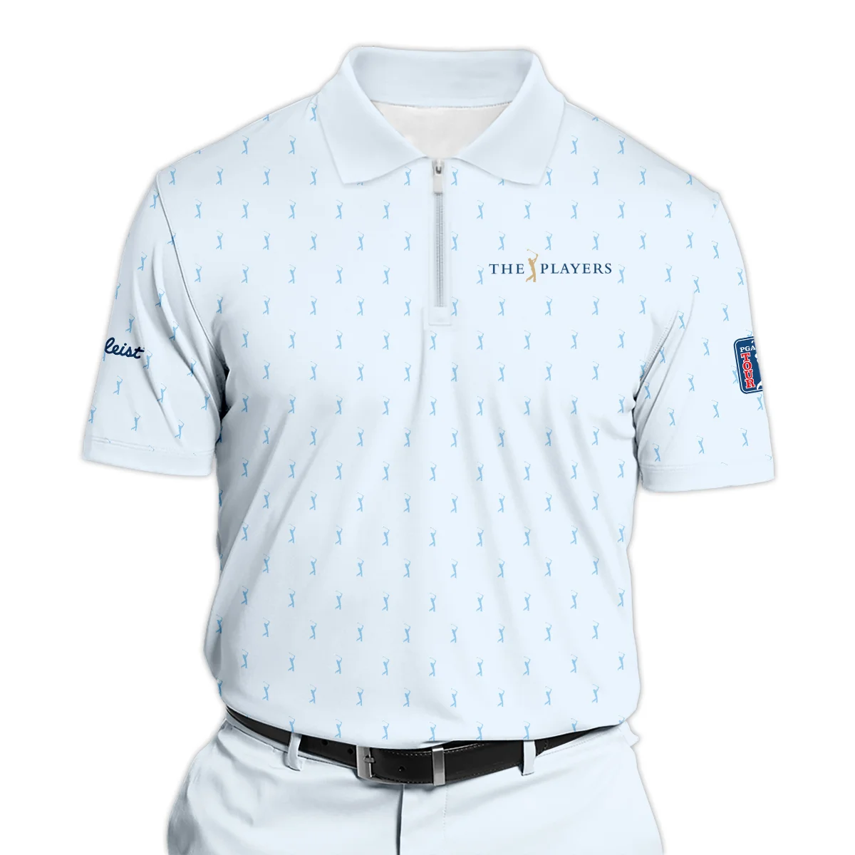 Golf Pattern Light Blue THE PLAYERS Championship Titleist Zipper Polo Shirt Style Classic Zipper Polo Shirt For Men