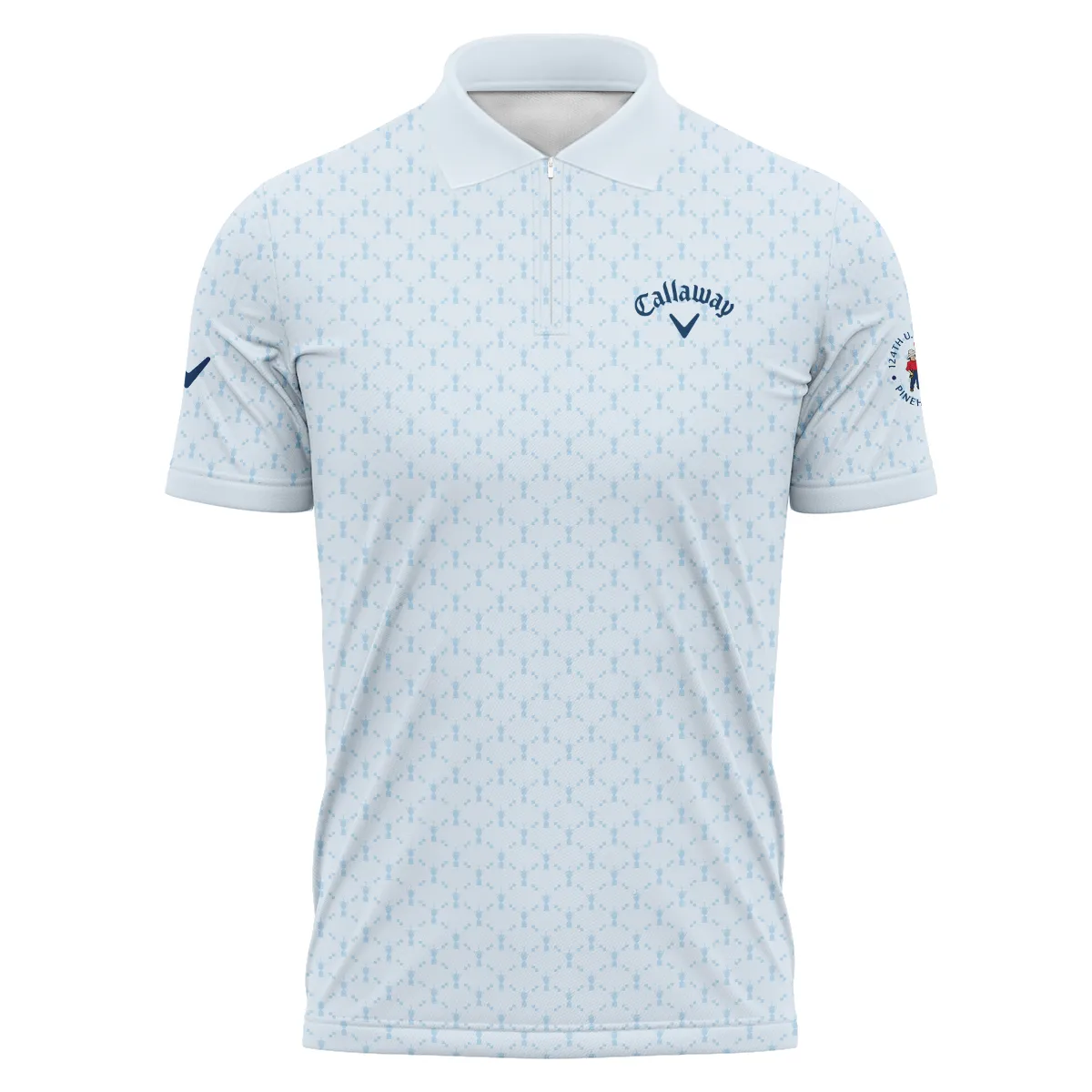Golf Sport Pattern Blue Sport Uniform 124th U.S. Open Pinehurst Callaway Zipper Polo Shirt Style Classic