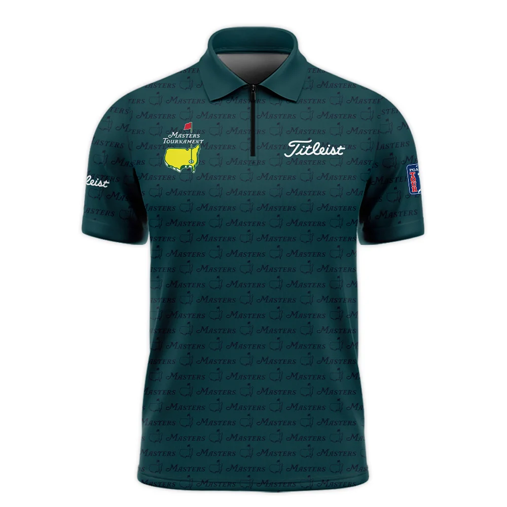 Pattern Dark Green Masters Tournament Titleist Zipper Polo Shirt Color Green Zipper Polo Shirt For Men