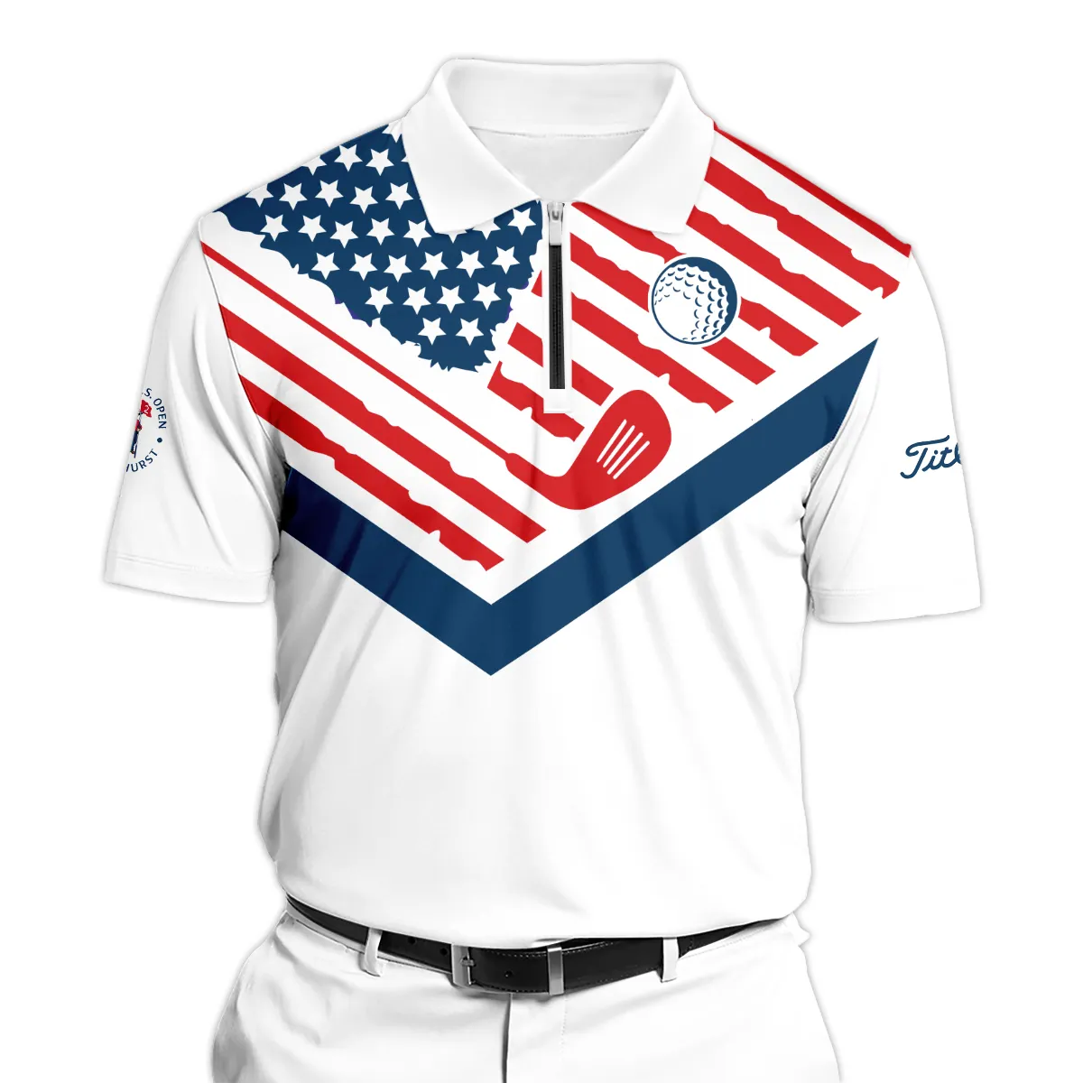 The Golfing Legend Golf 124th U.S. Open Pinehurst Titleist Zipper Polo Shirt Style Classic