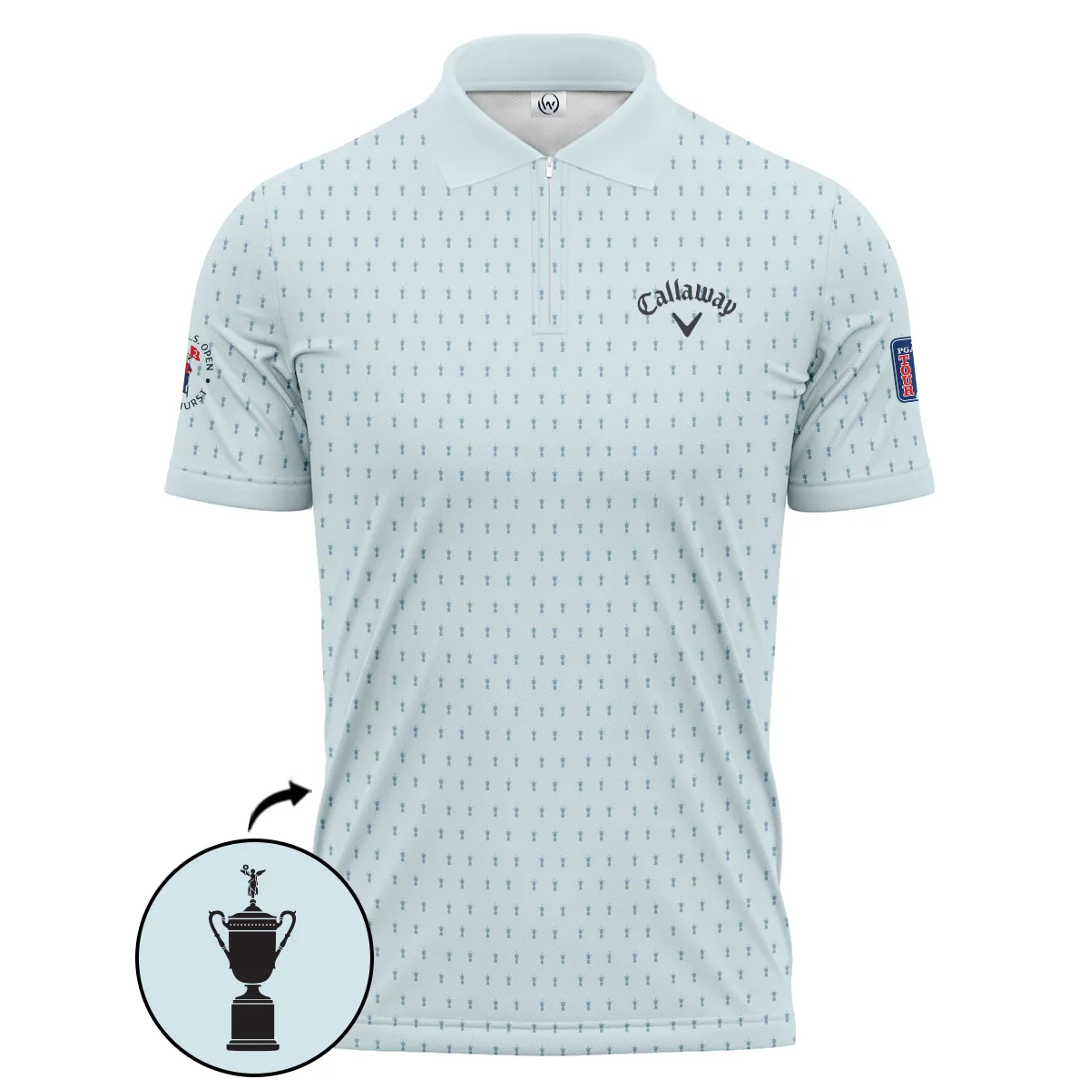 Golf Pattern Cup Light Blue Mix Green 124th U.S. Open Pinehurst Pinehurst Callaway Zipper Polo Shirt Style Classic