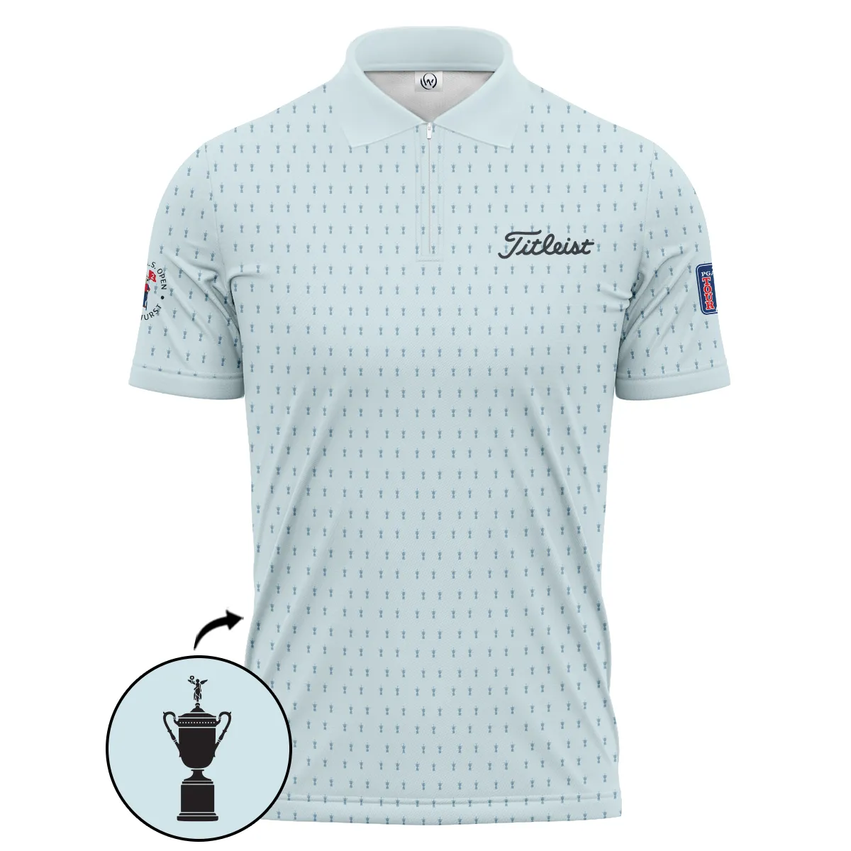 Golf Pattern Cup Light Blue Mix Green 124th U.S. Open Pinehurst Pinehurst Titleist Vneck Polo Shirt Style Classic