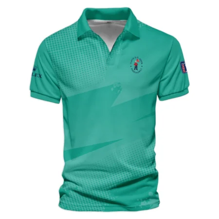 Golf Sport Pattern Green Mix Color 124th U.S. Open Pinehurst Rolex Vneck Polo Shirt Style Classic