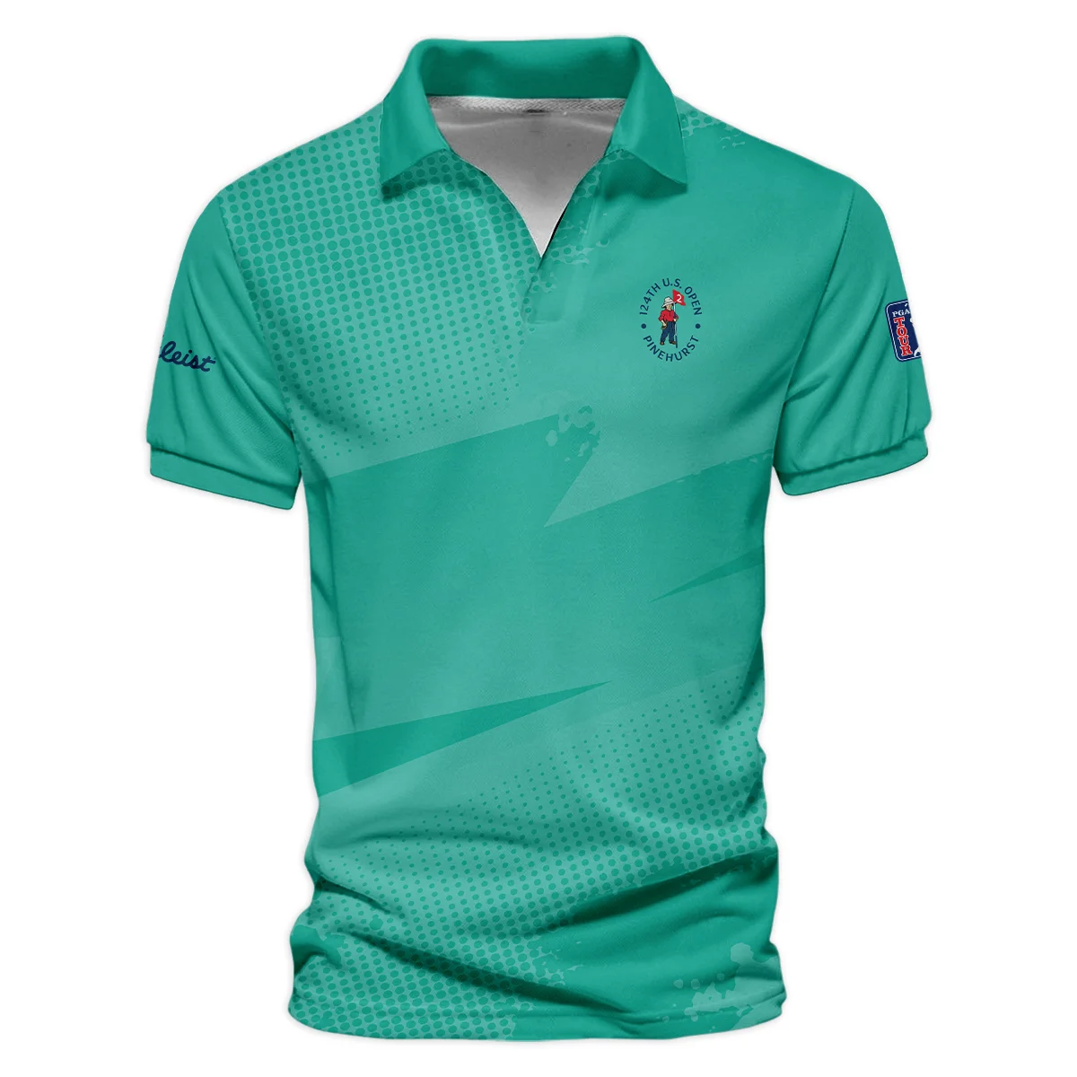 Golf Sport Pattern Green Mix Color 124th U.S. Open Pinehurst Titleist Quarter-Zip Polo Shirt