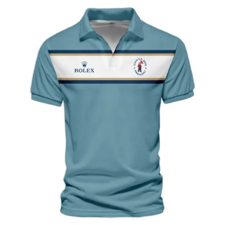 124th U.S. Open Pinehurst Golf Sport Mostly Desaturated Dark Blue Yellow Rolex Vneck Polo Shirt Style Classic