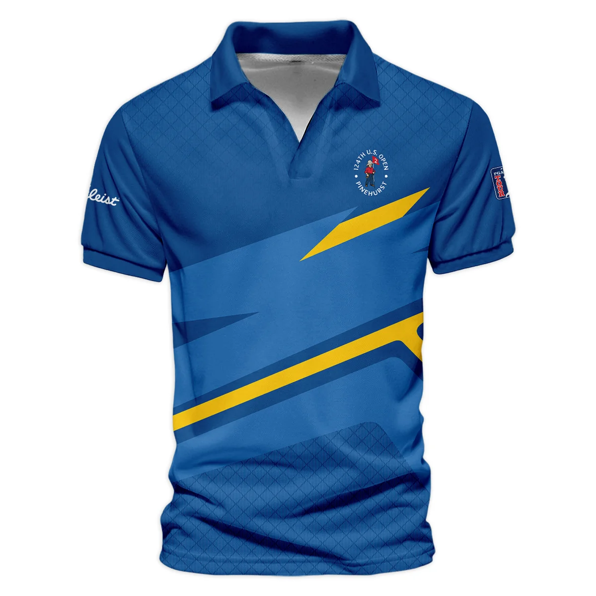 Titleist 124th U.S. Open Pinehurst Blue Yellow Mix Pattern Quarter-Zip Polo Shirt