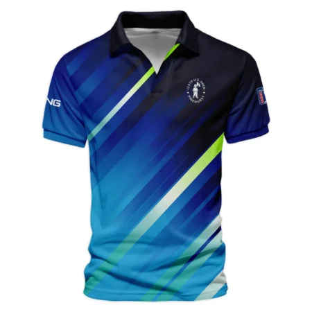 Ping 124th U.S. Open Pinehurst Green Dark Blue Gradient Abstract Yellow Vneck Polo Shirt Style Classic