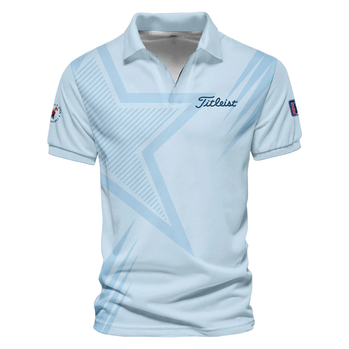 124th U.S. Open Pinehurst Golf Star Line Pattern Light Blue Titleist Mandarin collar Quater-Zip Long Sleeve