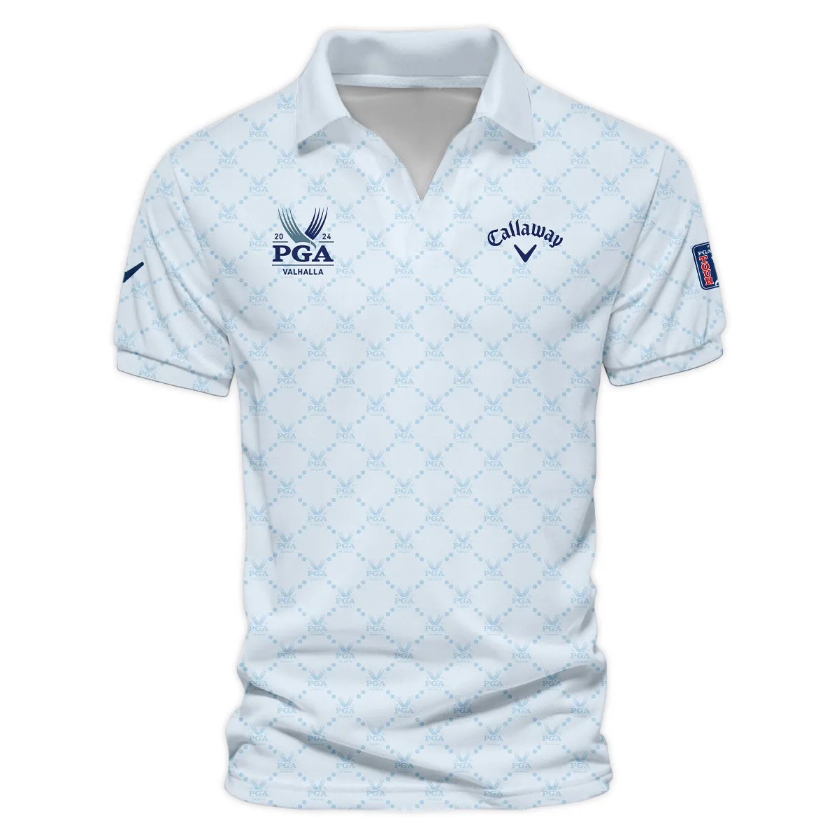 Golf Sport Pattern Light Blue Sport 2024 PGA Championship Valhalla Callaway Vneck Polo Shirt Style Classic