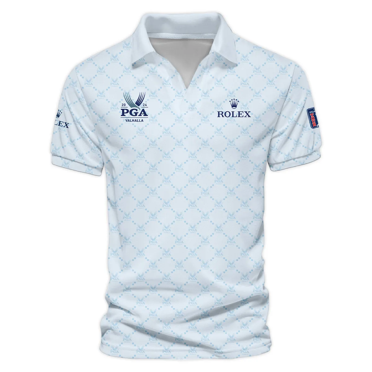 Golf Sport Pattern Light Blue Sport 2024 PGA Championship Valhalla Rolex Vneck Polo Shirt Style Classic