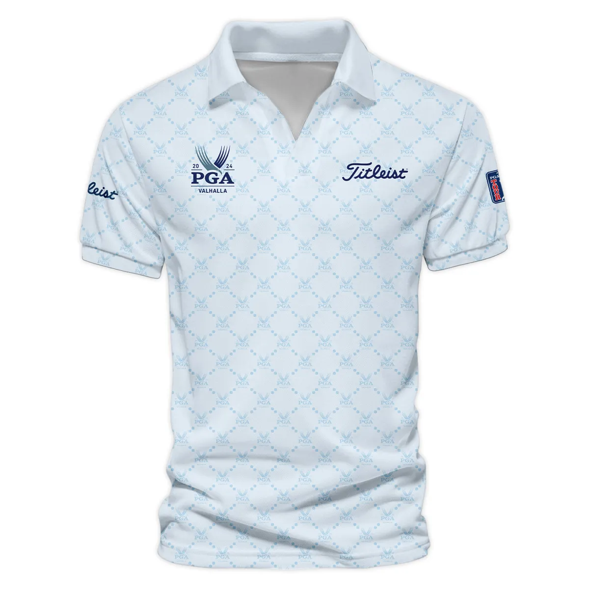 Golf Sport Pattern Light Blue Sport 2024 PGA Championship Valhalla Titleist Vneck Polo Shirt Style Classic