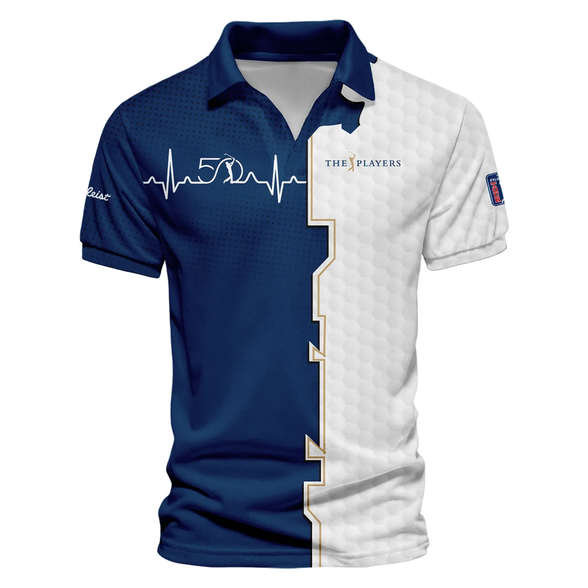 Golf Heart Beat Navy Blue THE PLAYERS Championship Titleist Style Classic, Short Sleeve Polo Shirts Quarter-Zip Casual Slim Fit Mock Neck Basic