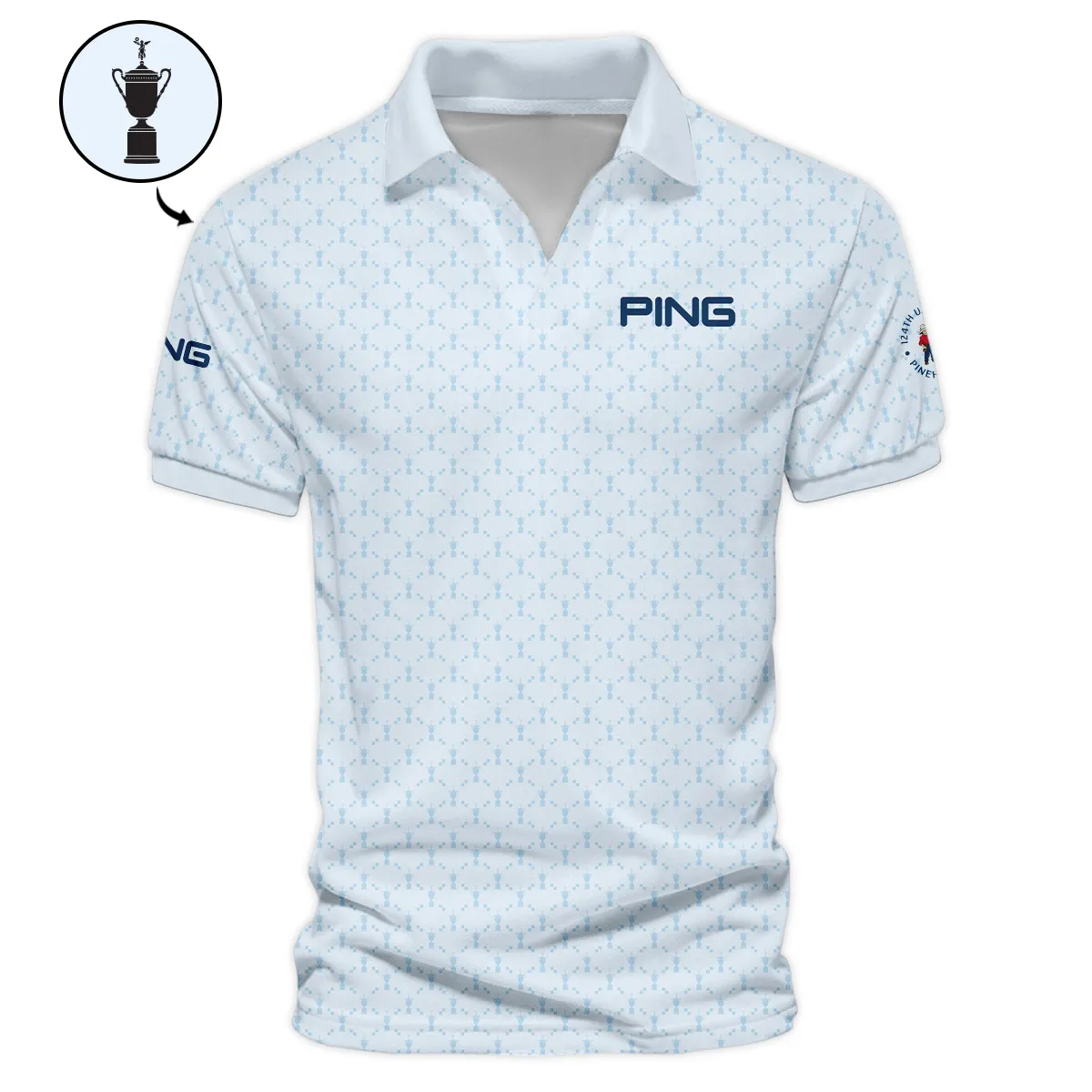 Golf Sport Pattern Blue Sport Uniform 124th U.S. Open Pinehurst Ping Vneck Polo Shirt Style Classic