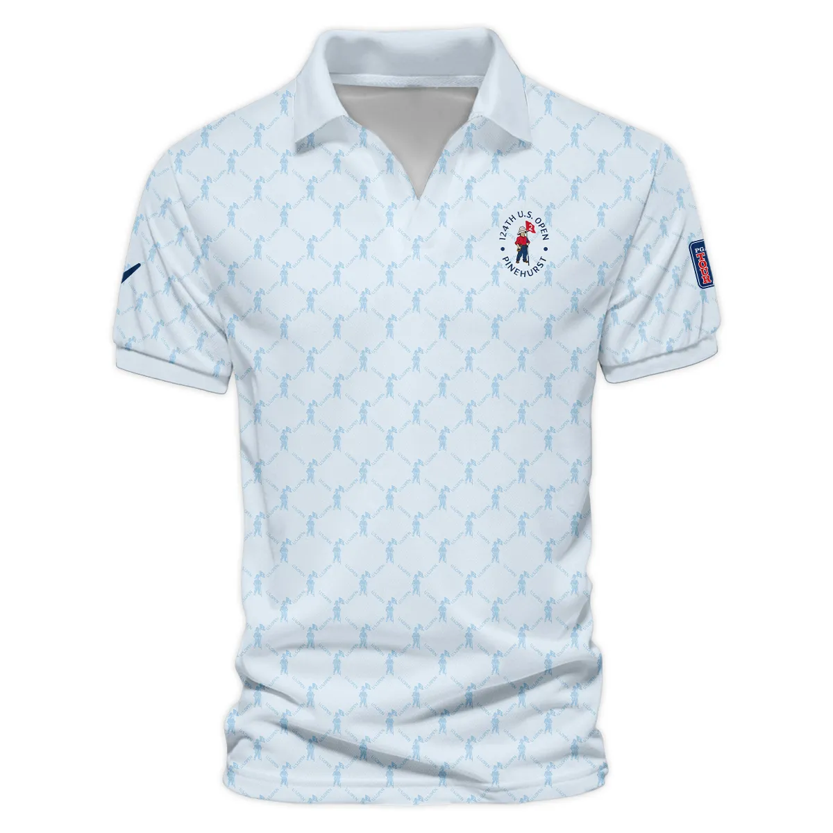 Golf Sport Pattern Light Blue Style 124th U.S. Open Pinehurst Callaway Vneck Polo Shirt Style Classic