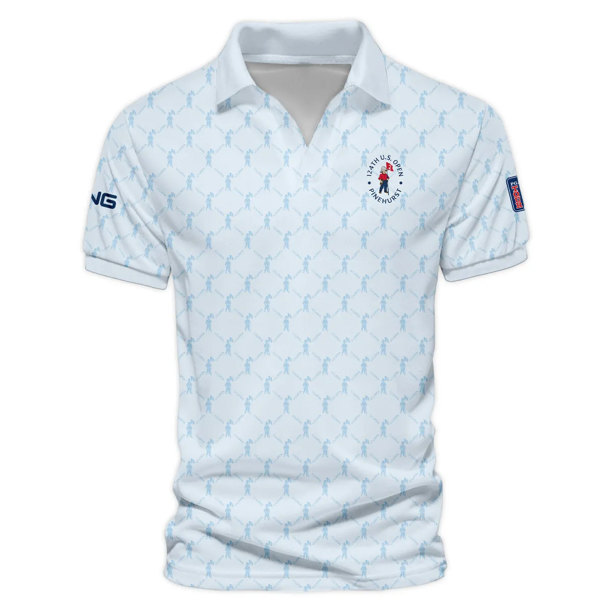 Golf Sport Pattern Light Blue Style 124th U.S. Open Pinehurst Ping Vneck Polo Shirt Style Classic