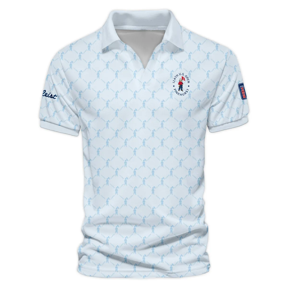 Golf Sport Pattern Light Blue Style 124th U.S. Open Pinehurst Titleist Vneck Polo Shirt Style Classic