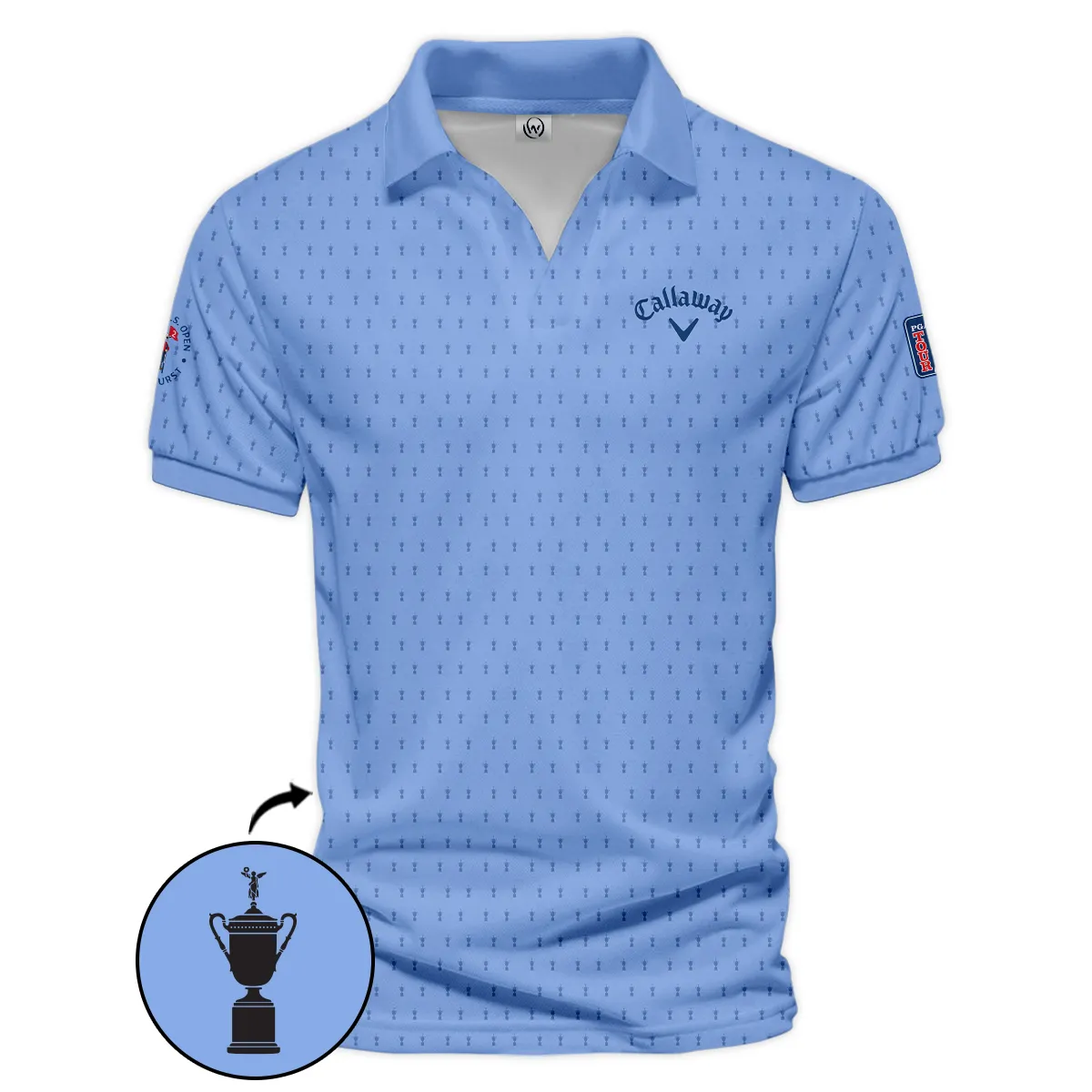 Golf Pattern Cup Blue 124th U.S. Open Pinehurst Pinehurst Callaway Zipper Polo Shirt Style Classic