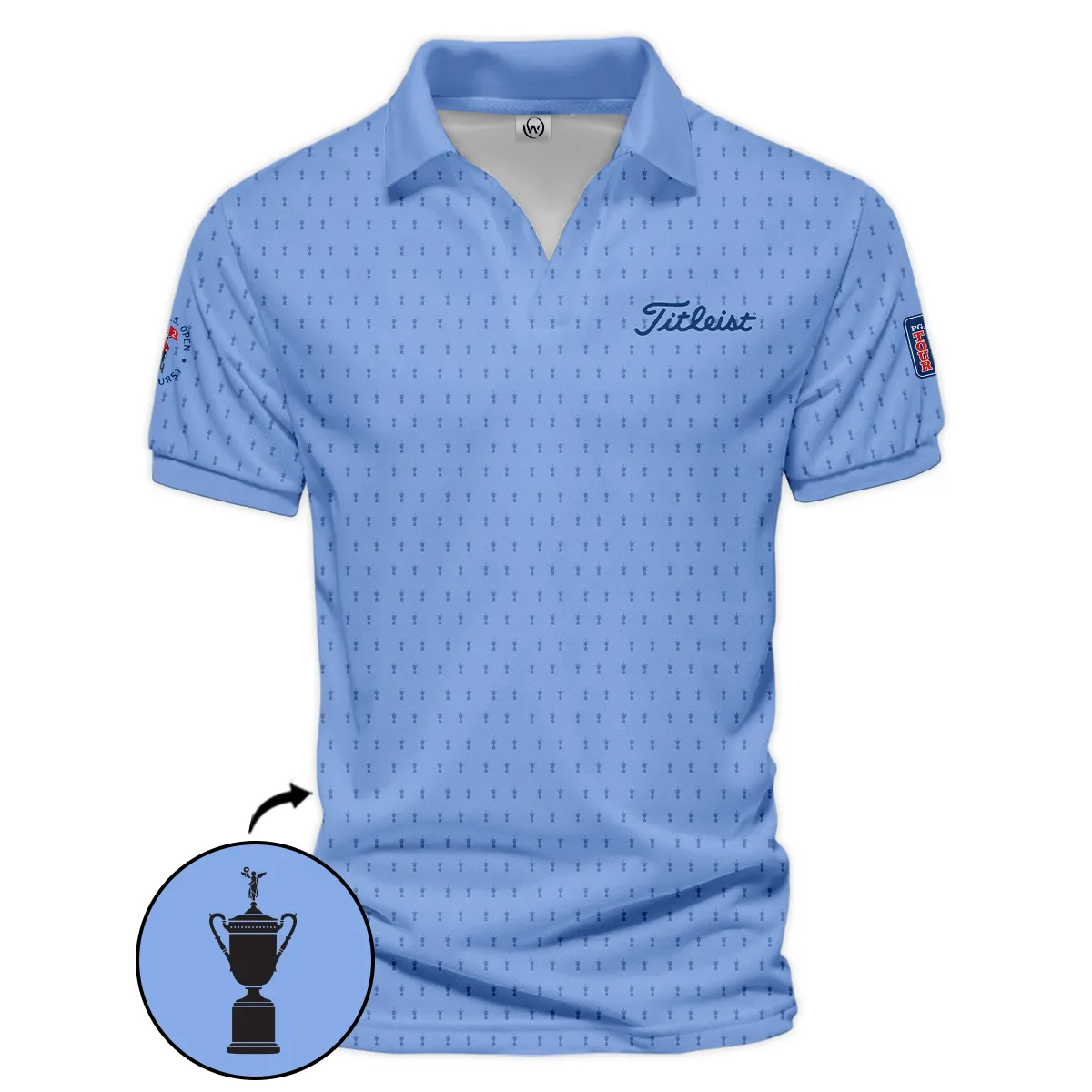 Golf Pattern Cup Blue 124th U.S. Open Pinehurst Pinehurst Titleist Vneck Polo Shirt Style Classic