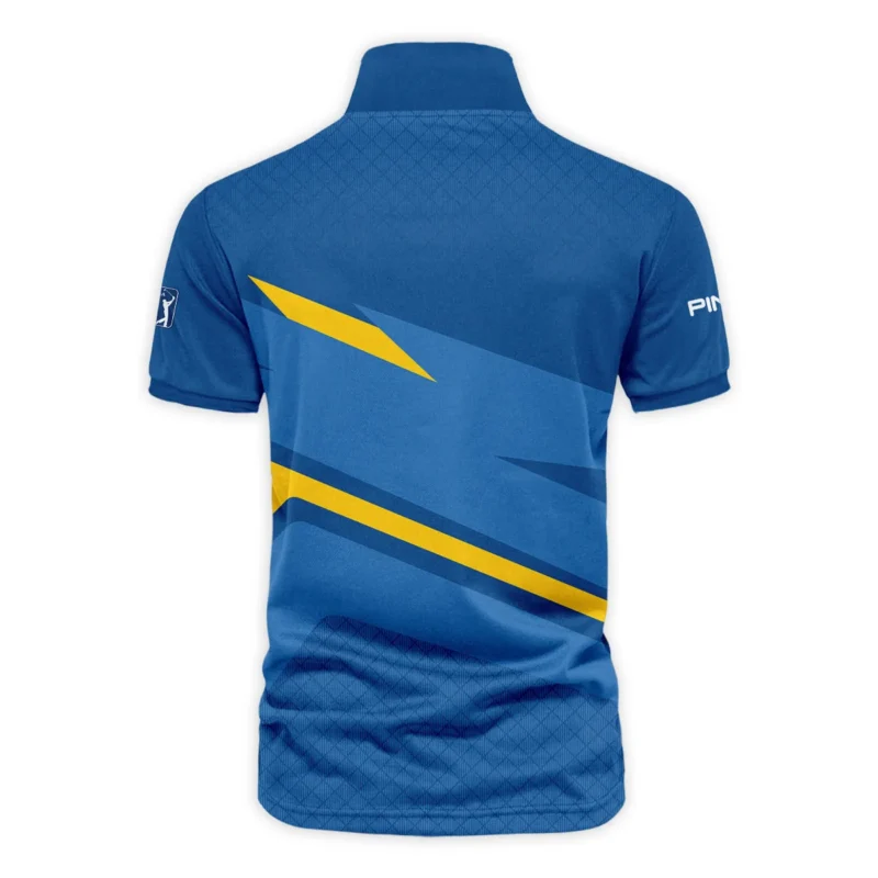 Ping 124th U.S. Open Pinehurst Blue Yellow Mix Pattern Vneck Polo Shirt Style Classic