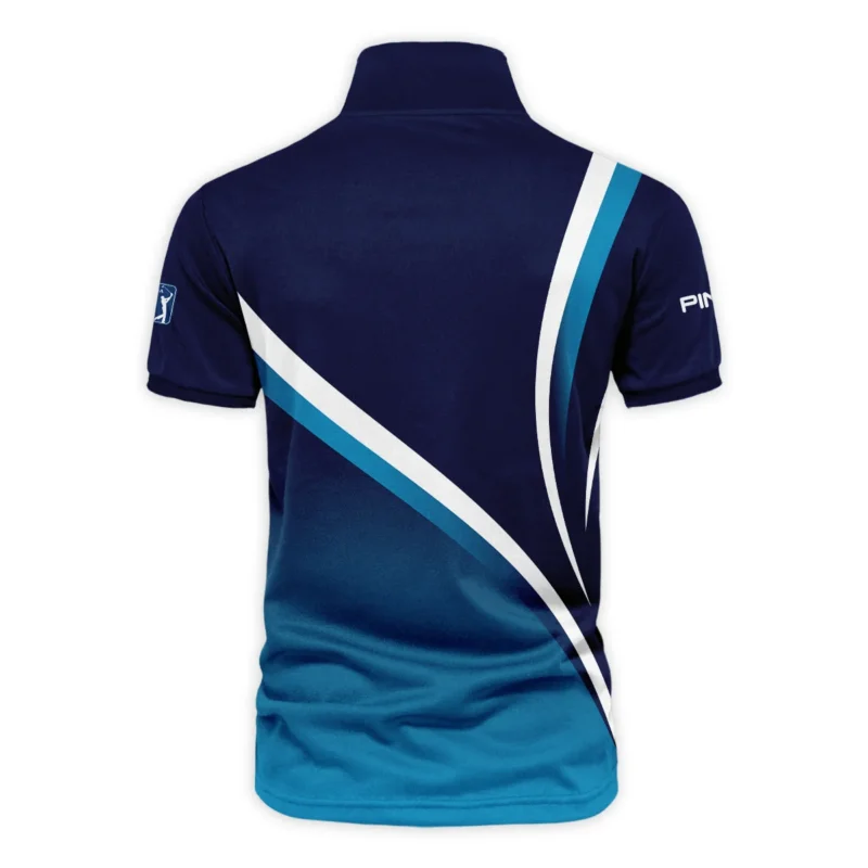 Ping 124th U.S. Open Pinehurst Dark Blue Gradient Abstract White Background  Vneck Polo Shirt Style Classic