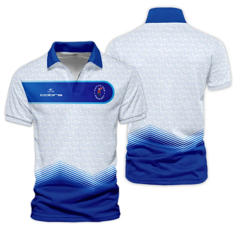 124th U.S. Open Pinehurst Blue Gradient Pattern White  Cobra Golf Vneck Polo Shirt Style Classic