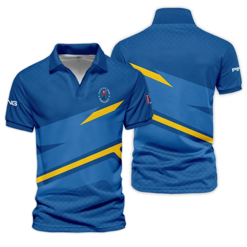 Ping 124th U.S. Open Pinehurst Blue Yellow Mix Pattern Vneck Polo Shirt Style Classic