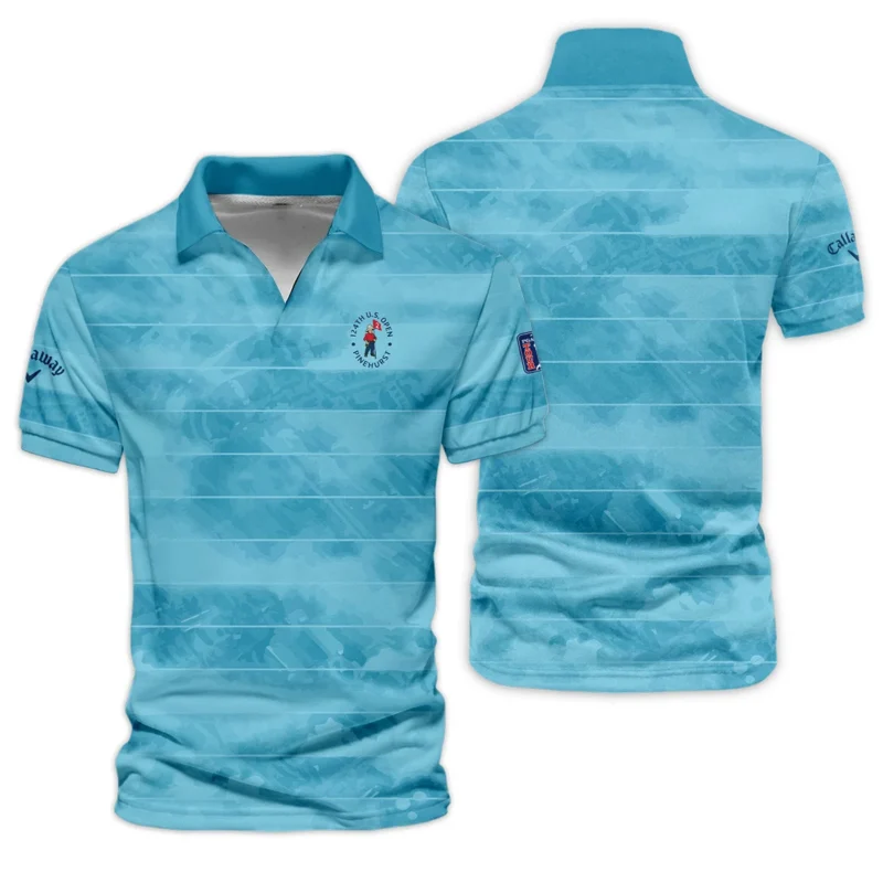 Callaway 124th U.S. Open Pinehurst Blue Abstract Background Line Vneck Polo Shirt Style Classic